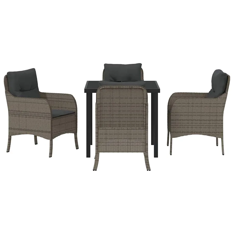 Ensemble de salle à manger pour jardin 5 pcs Gris polyrotin - 7