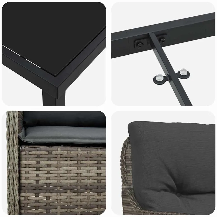 Ensemble de salle à manger pour jardin 5 pcs Gris polyrotin - 9