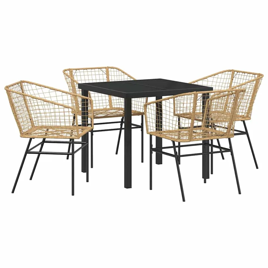 Ensemble de salle à manger pour jardin 5 pcs Marron polyrotin - 2