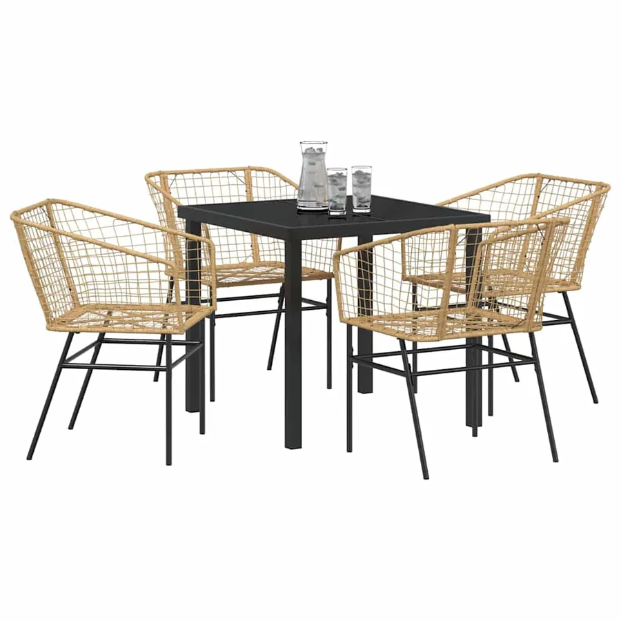 Ensemble de salle à manger pour jardin 5 pcs Marron polyrotin - 3