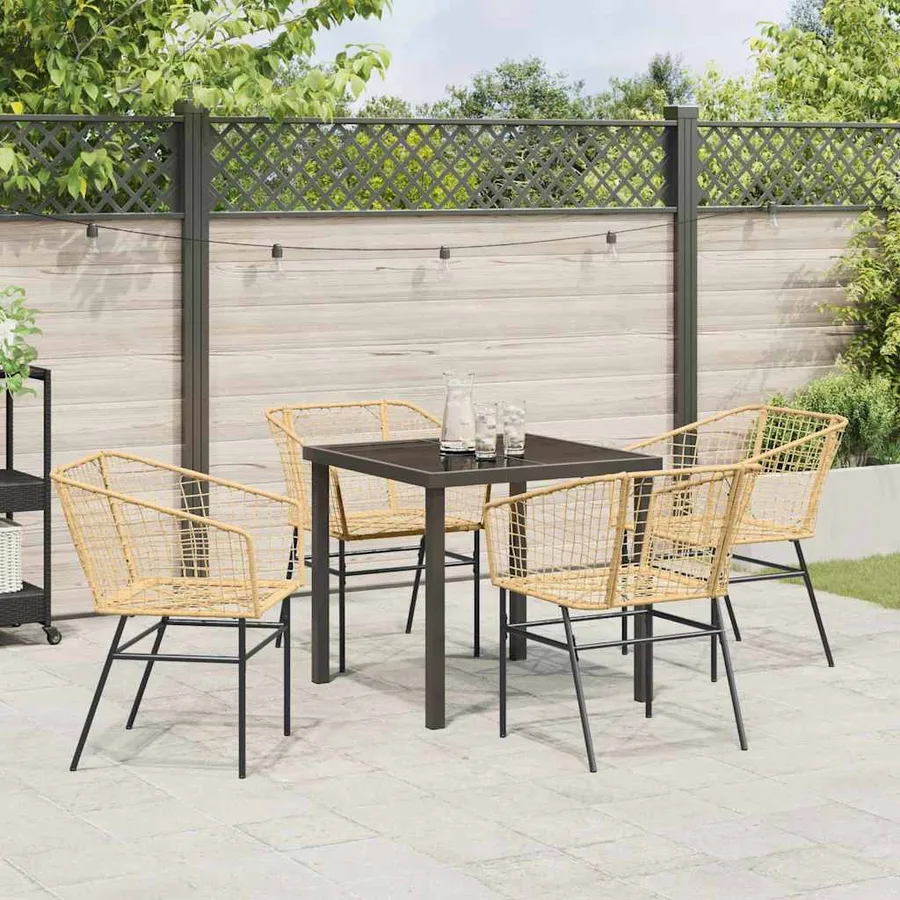 Ensemble de salle à manger pour jardin 5 pcs Marron polyrotin - 4