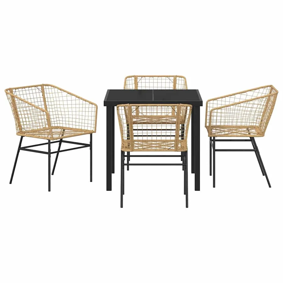Ensemble de salle à manger pour jardin 5 pcs Marron polyrotin - 7