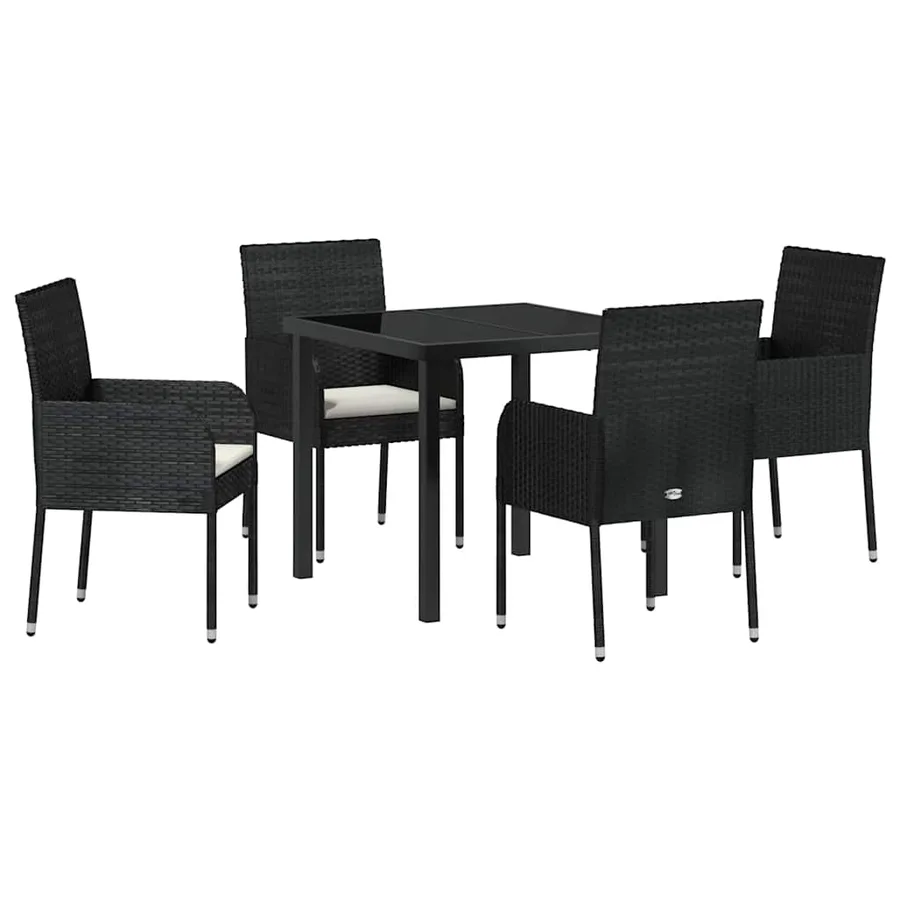 Ensemble de salle à manger pour jardin 5 pcs Noir polyrotin - 2