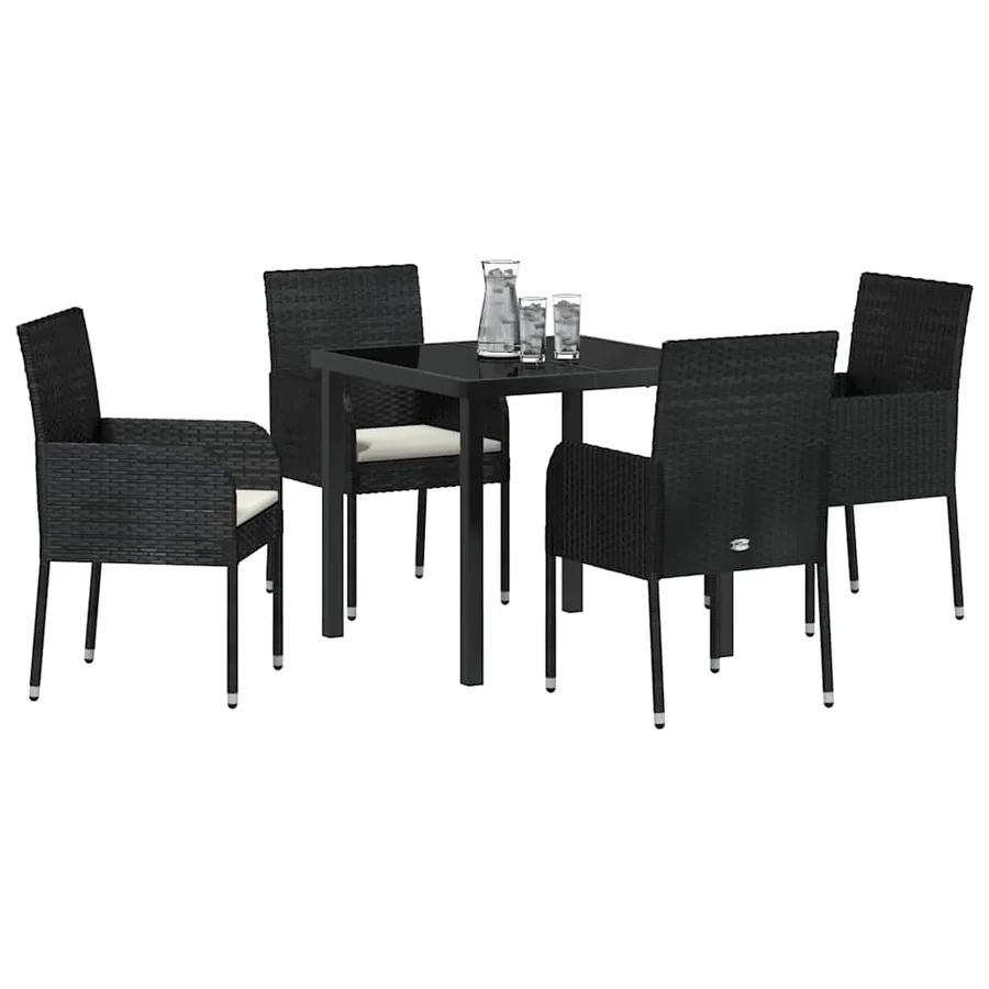 Ensemble de salle à manger pour jardin 5 pcs Noir polyrotin - 3