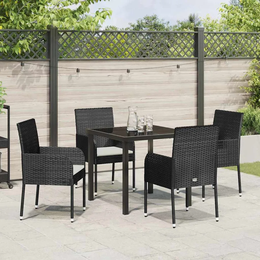 Ensemble de salle à manger pour jardin 5 pcs Noir polyrotin - 4