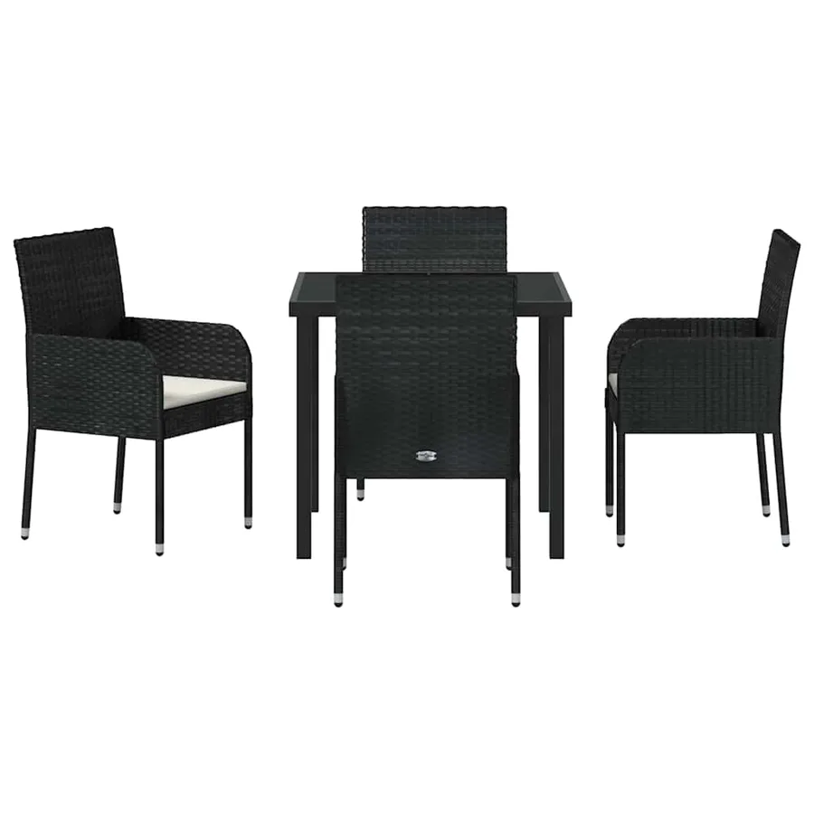 Ensemble de salle à manger pour jardin 5 pcs Noir polyrotin - 7