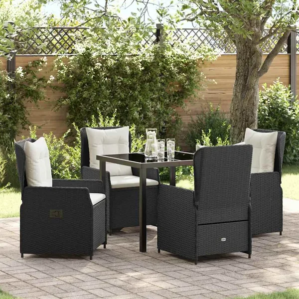 Ensemble de salle à manger pour jardin 5 pcs Noir polyrotin