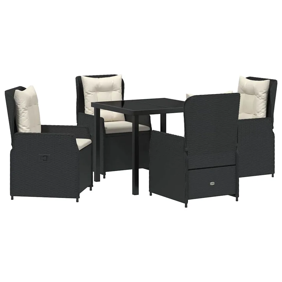 Ensemble de salle à manger pour jardin 5 pcs Noir polyrotin - 2