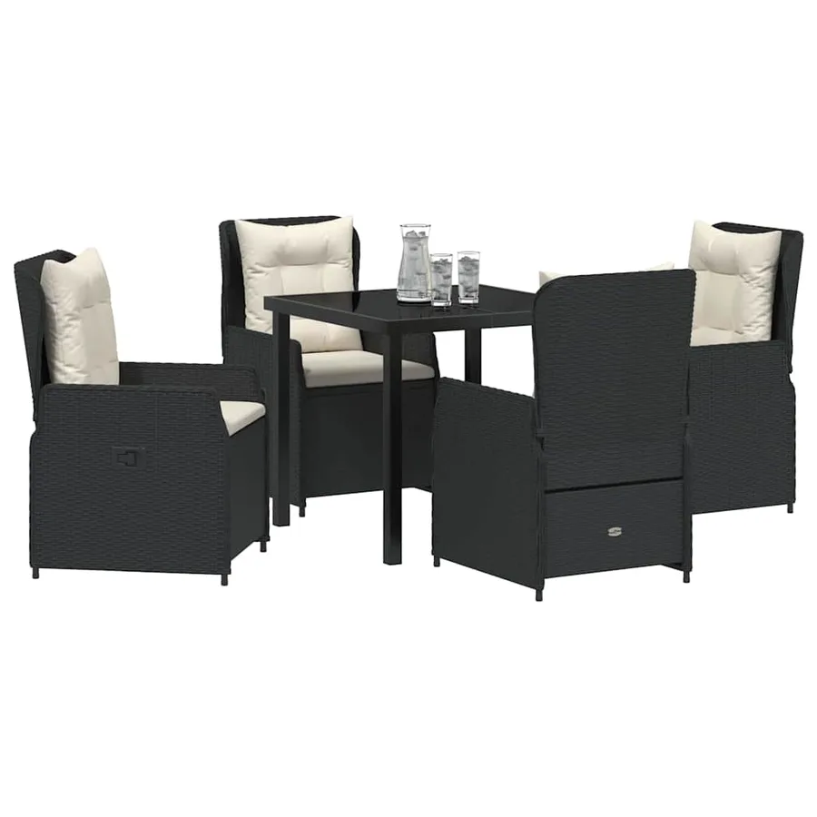 Ensemble de salle à manger pour jardin 5 pcs Noir polyrotin - 3
