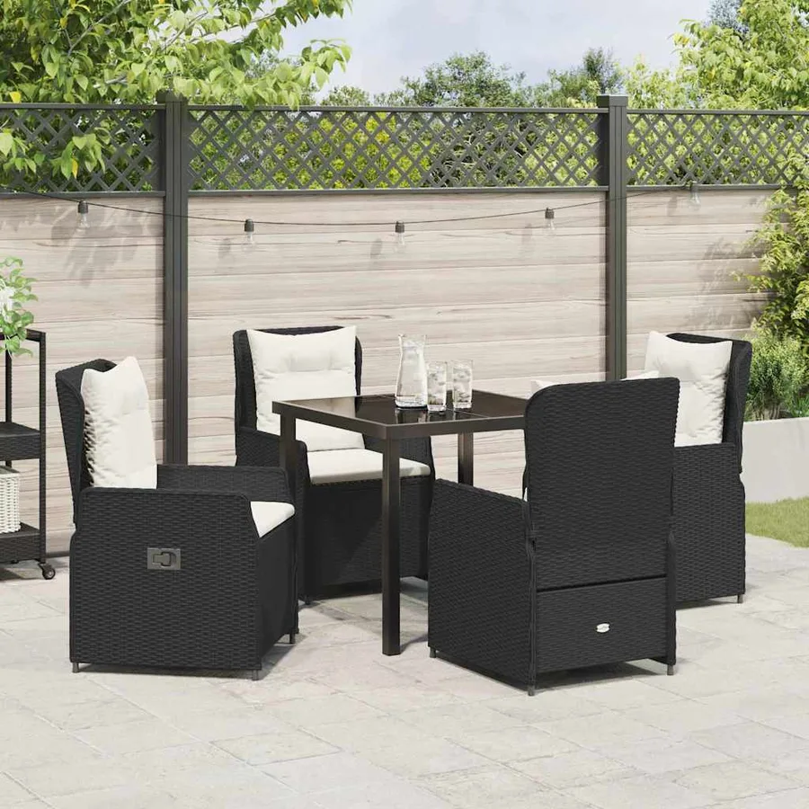 Ensemble de salle à manger pour jardin 5 pcs Noir polyrotin - 4