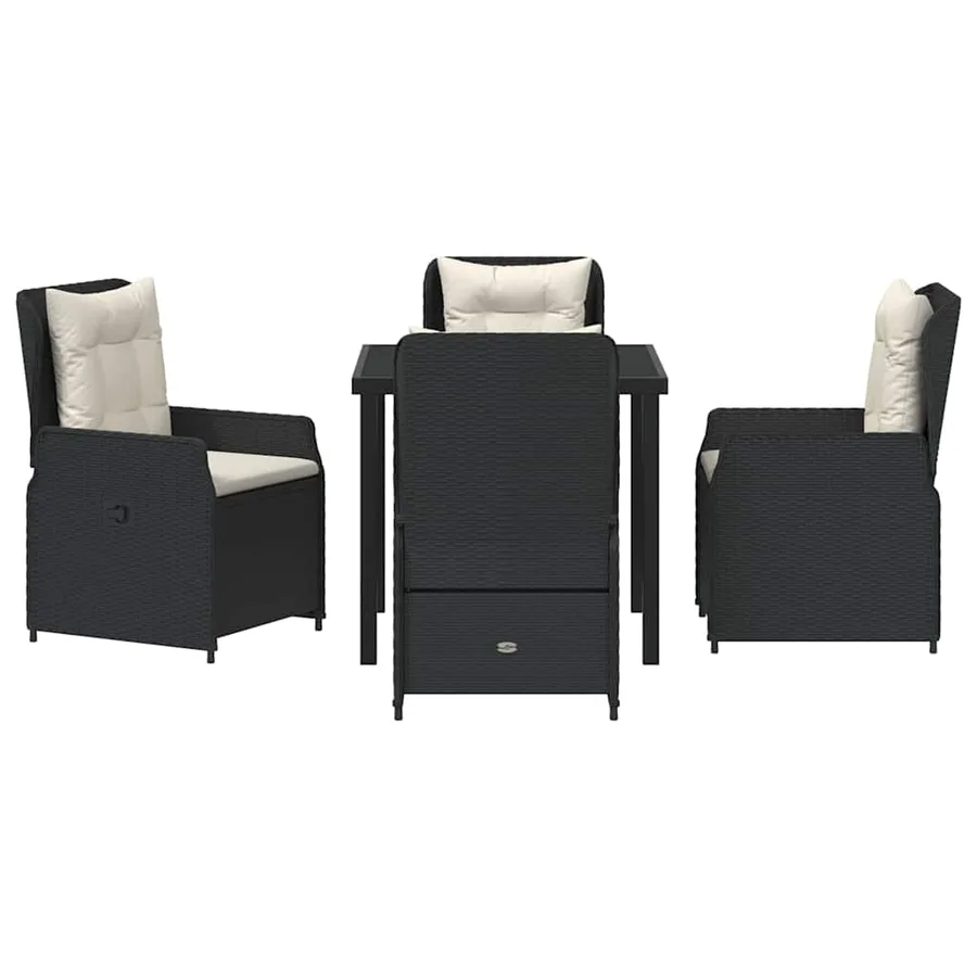 Ensemble de salle à manger pour jardin 5 pcs Noir polyrotin - 7
