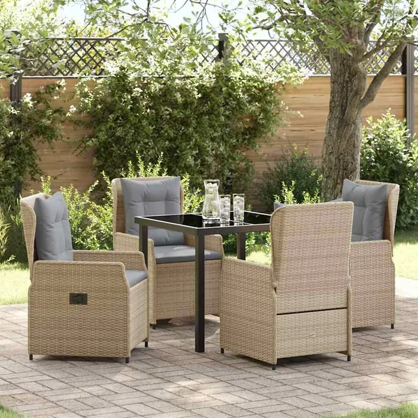 Ensemble de salle à manger pour jardin 5 pcs polyrotin