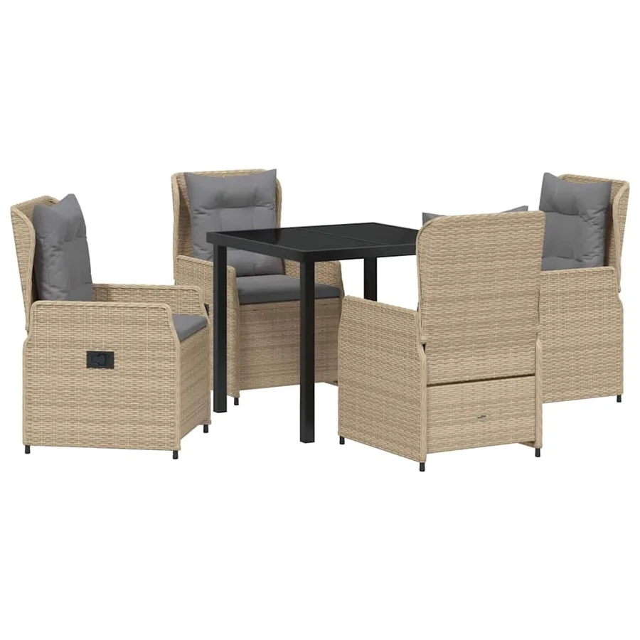 Ensemble de salle à manger pour jardin 5 pcs polyrotin - 2