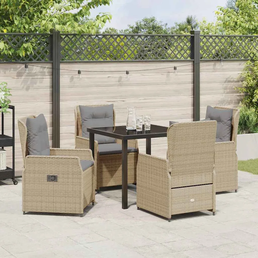 Ensemble de salle à manger pour jardin 5 pcs polyrotin - 4