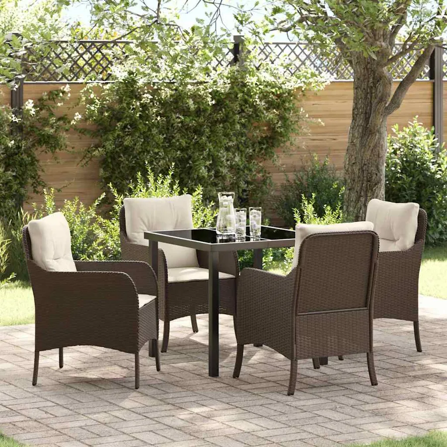 Ensemble de salle à manger pour jardin 5 pcs Marron polyrotin
