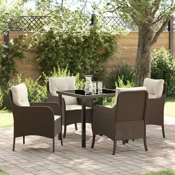 Ensemble de salle à manger pour jardin 5 pcs Marron polyrotin