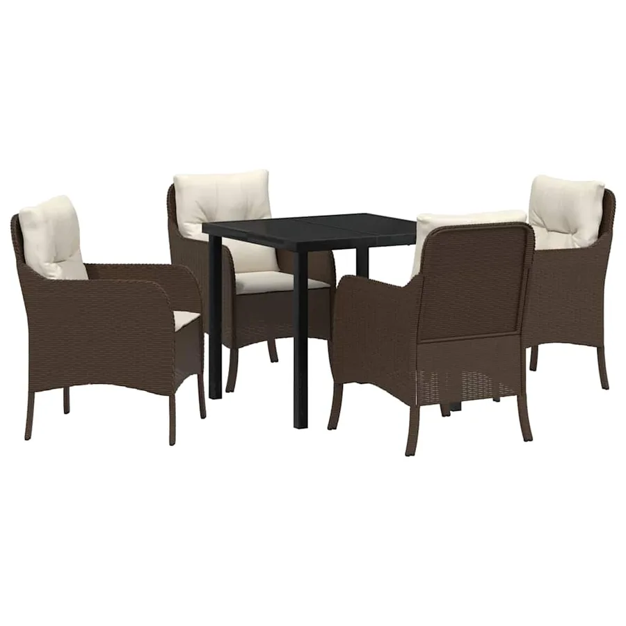 Ensemble de salle à manger pour jardin 5 pcs Marron polyrotin - 2