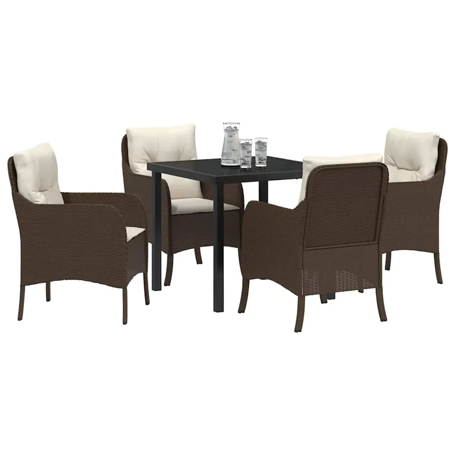 Ensemble de salle à manger pour jardin 5 pcs Marron polyrotin - 3