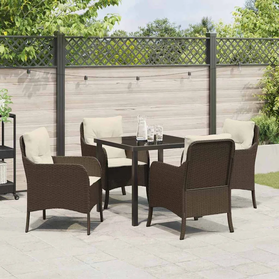 Ensemble de salle à manger pour jardin 5 pcs Marron polyrotin - 4