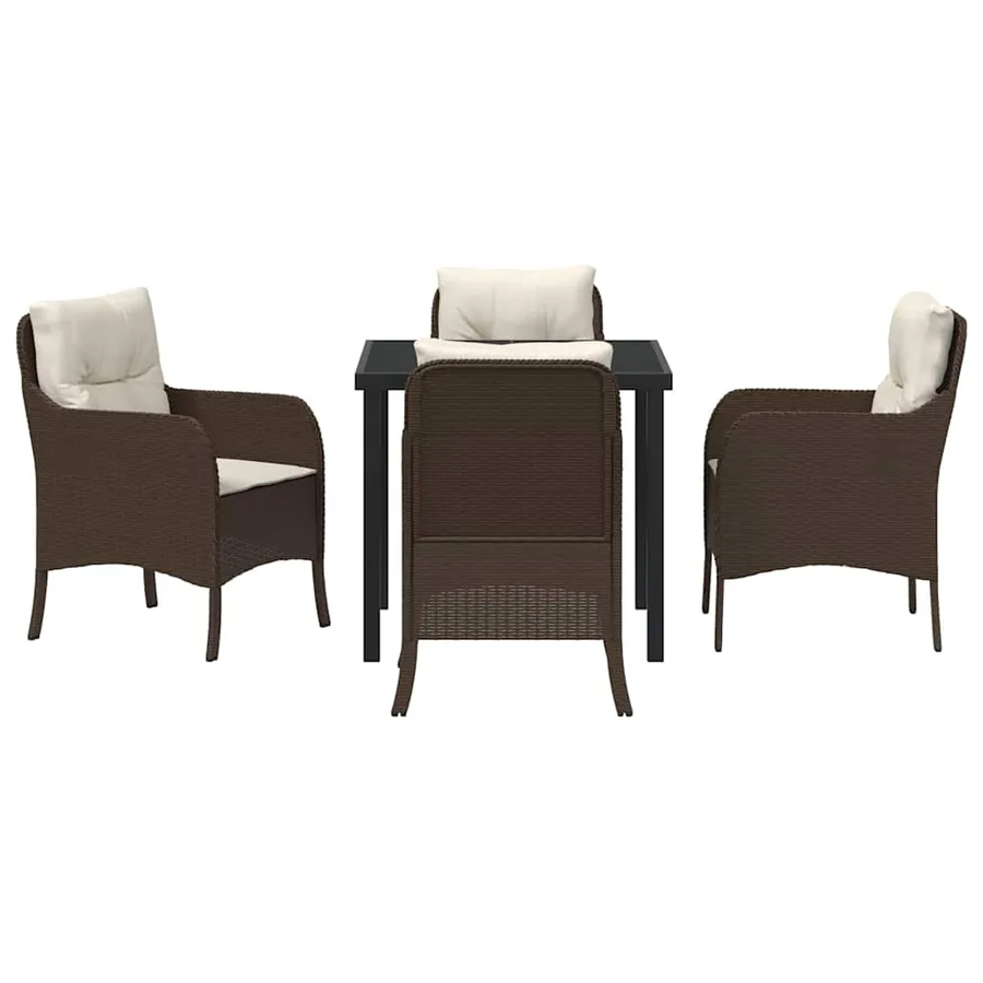 Ensemble de salle à manger pour jardin 5 pcs Marron polyrotin - 7