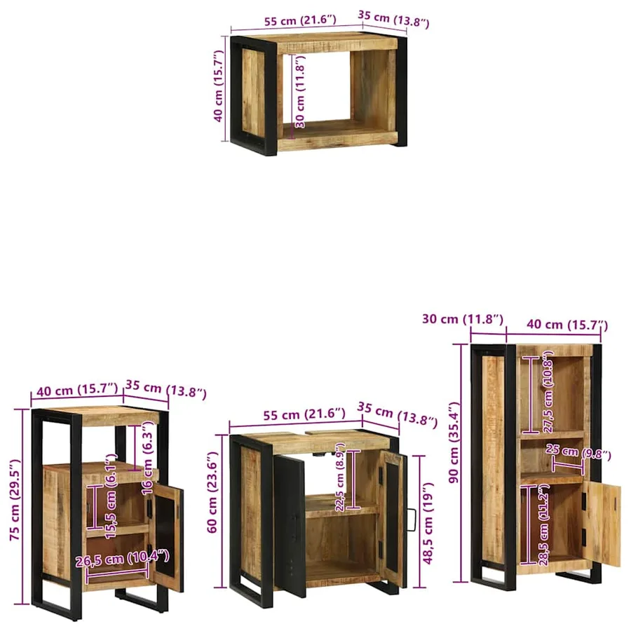 Ensemble de mobilier de salle de bain avec tiroir 4 pcs - 17