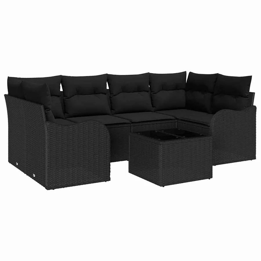 Ensemble de canapé de jardin avec coussin 7 pcs Noir - 2