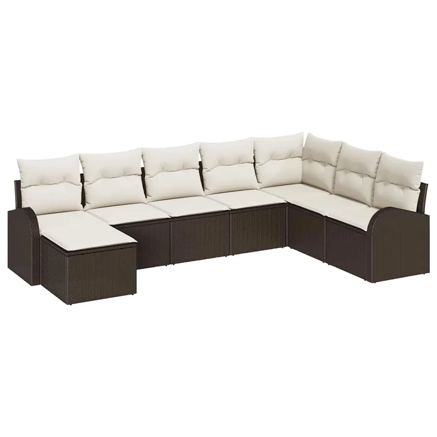 Ensemble de Canapés 8 pcs Marron et blanc polyrotin - 2