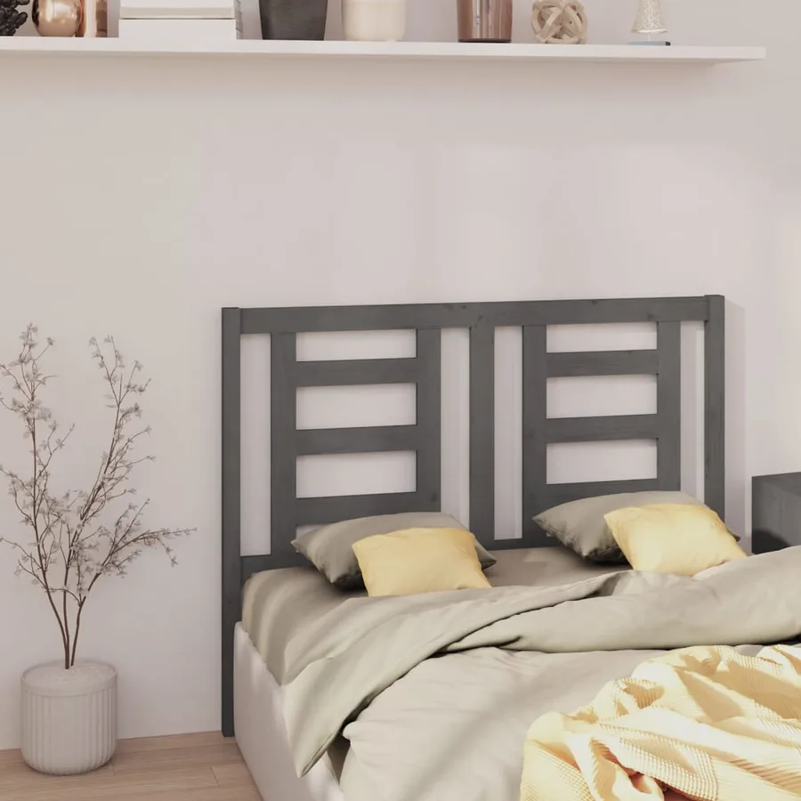Tête de lit Gris 126x4x100 cm Bois massif de pin - 4