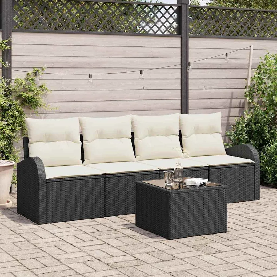 Ensemble de canapé de jardin Noir 55 x 55 x 37 cm polyrotin