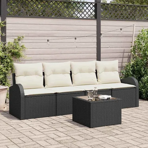 Ensemble de canapé de jardin Noir 55 x 55 x 37 cm polyrotin