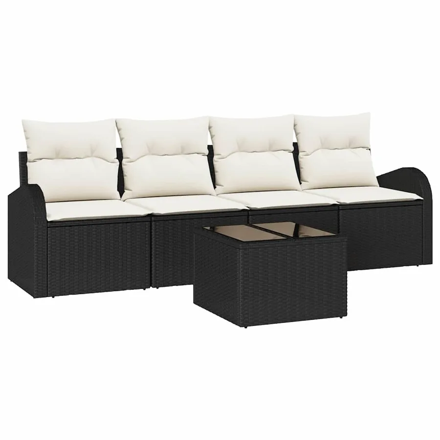Ensemble de canapé de jardin Noir 55 x 55 x 37 cm polyrotin - 2