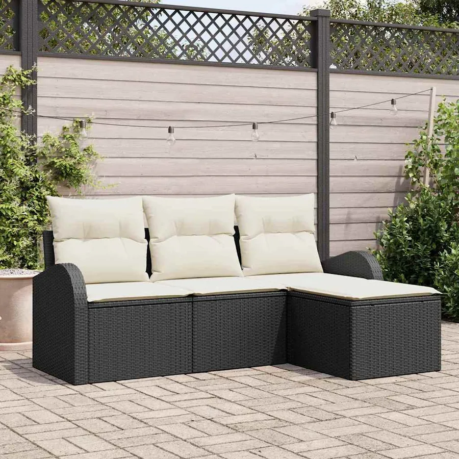 Ensemble de canapé de jardin Noir polyrotin