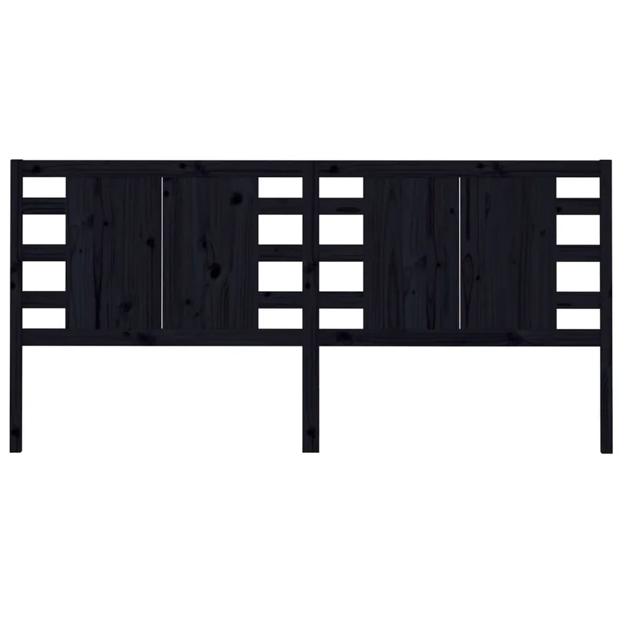 Tête de lit Noir 206x4x100 cm Bois massif de pin - 3