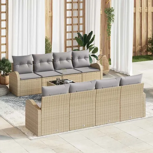Ensemble de canapé de jardin Beige 55 x 55 x 37 cm polyrotin