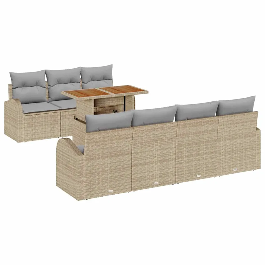 Ensemble de canapé de jardin 8 pcs beige et gris clair - 2