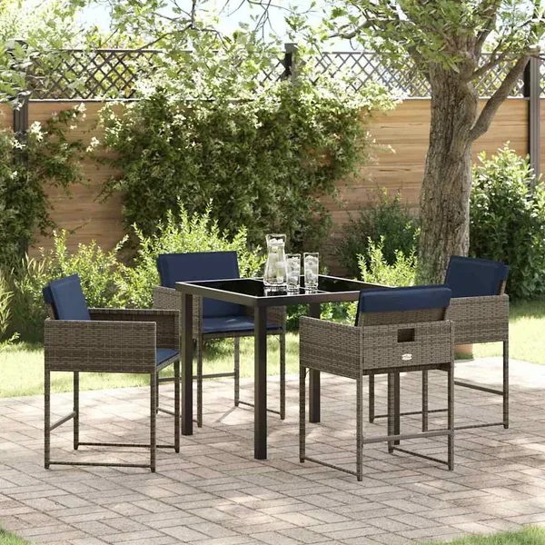 Ensemble de salle à manger pour jardin 5 pcs Gris polyrotin