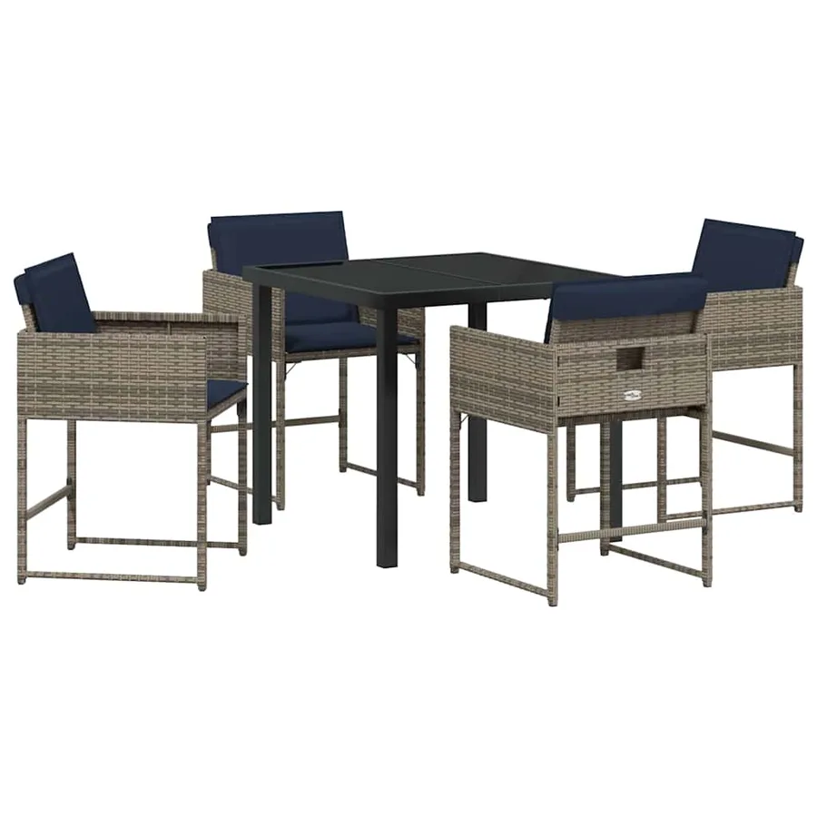 Ensemble de salle à manger pour jardin 5 pcs Gris polyrotin - 2