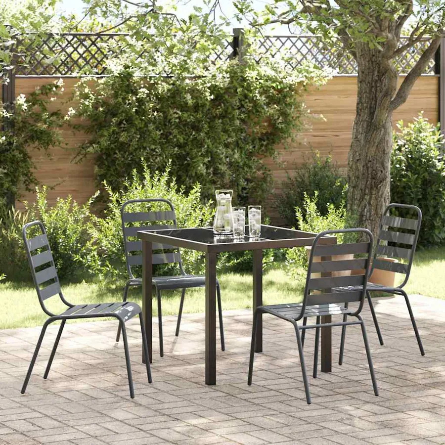 Ensemble de salle à manger pour jardin 5 pcs Anthracite