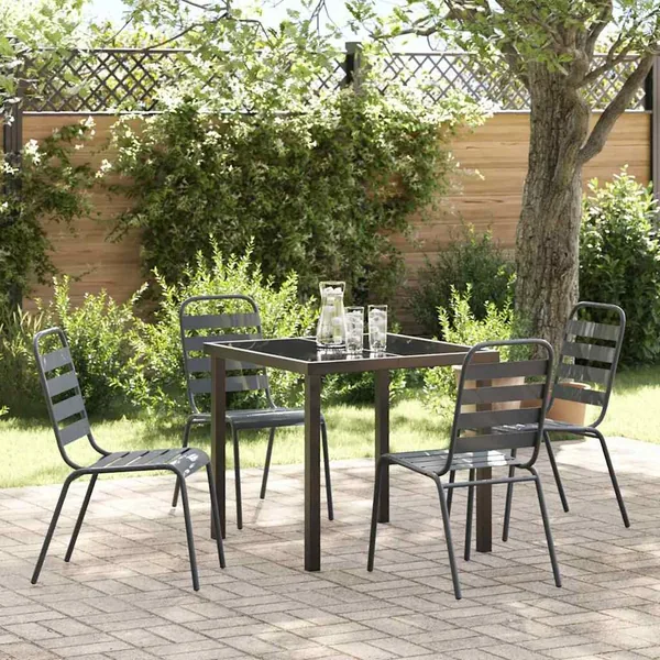 Ensemble de salle à manger pour jardin 5 pcs Anthracite