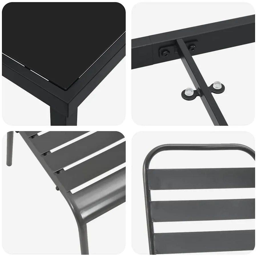 Ensemble de salle à manger pour jardin 5 pcs Anthracite - 9