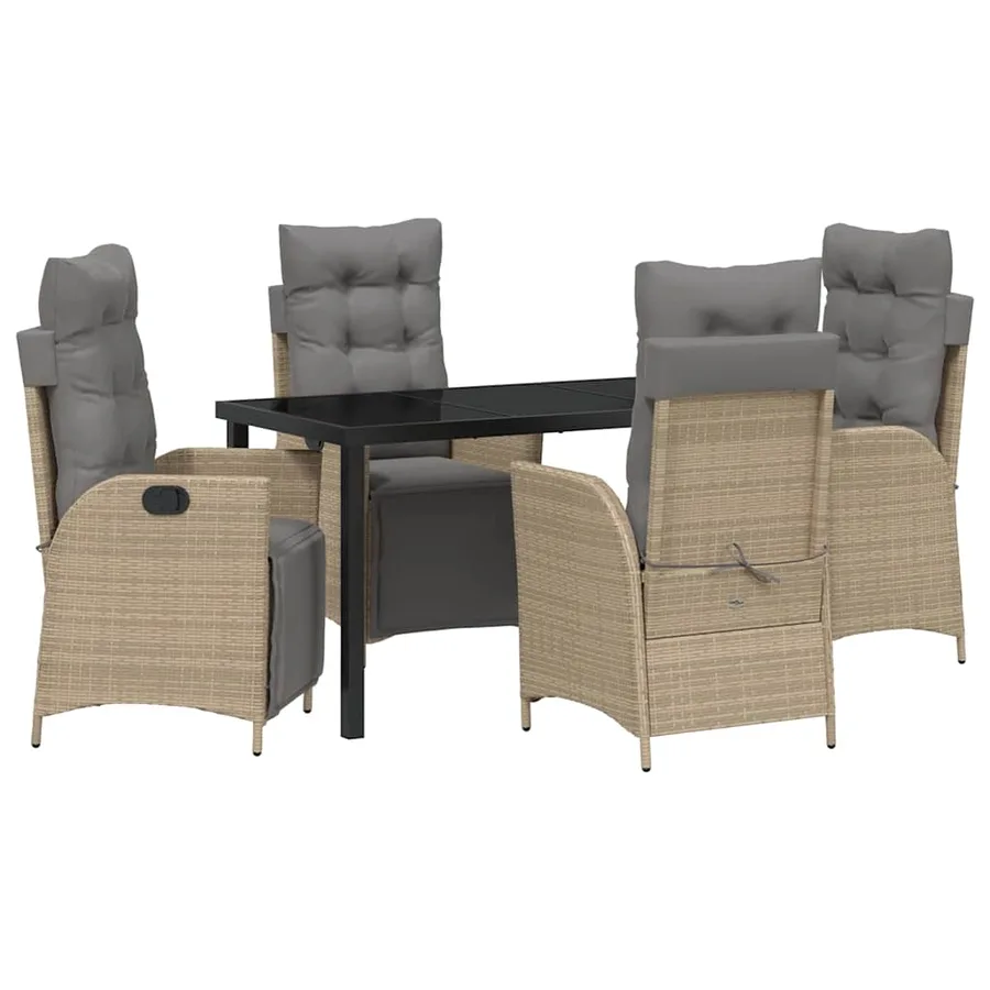 Ensemble de salle à manger pour jardin 5 pcs Beige polyrotin - 2