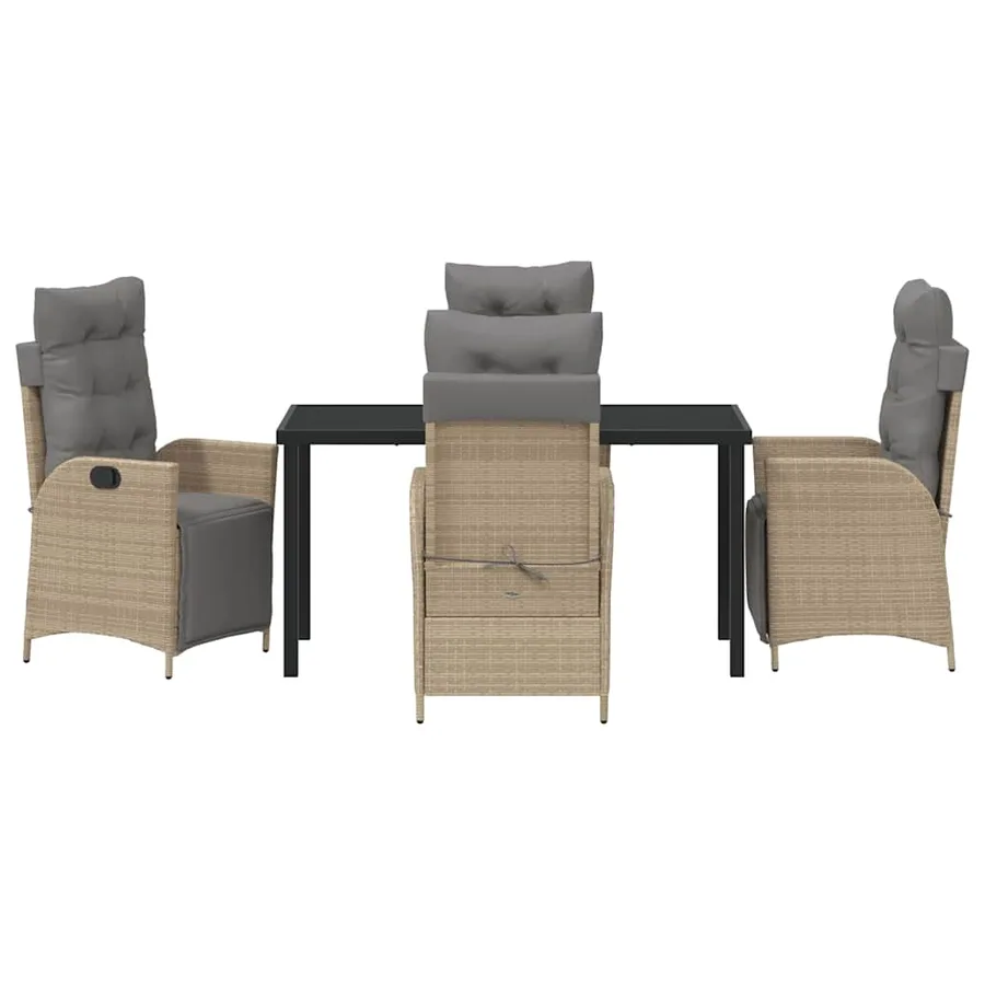 Ensemble de salle à manger pour jardin 5 pcs Beige polyrotin - 7