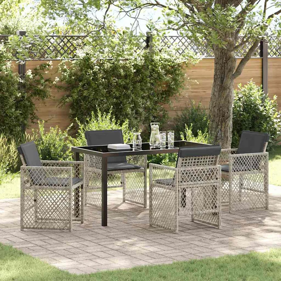 Ensemble de salle à manger pour jardin 5 pcs Gris clair