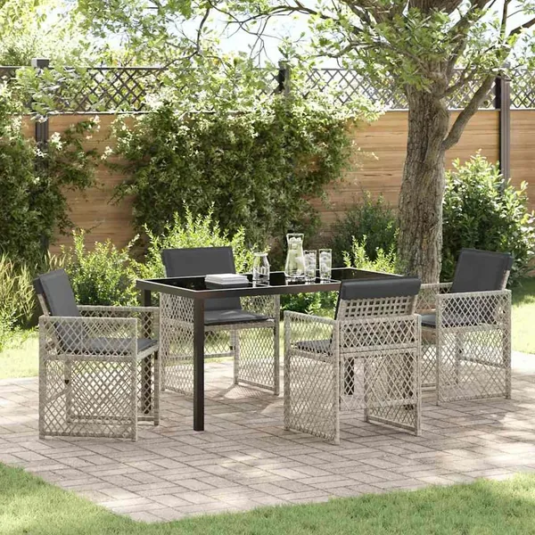Ensemble de salle à manger pour jardin 5 pcs Gris clair
