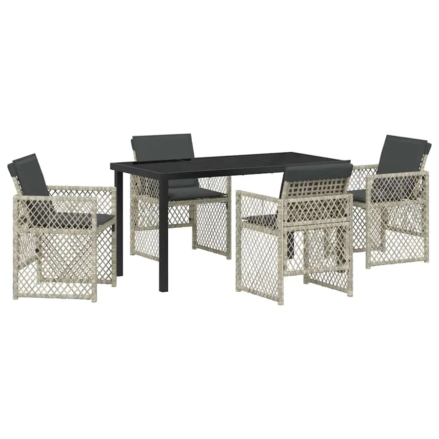 Ensemble de salle à manger pour jardin 5 pcs Gris clair - 2