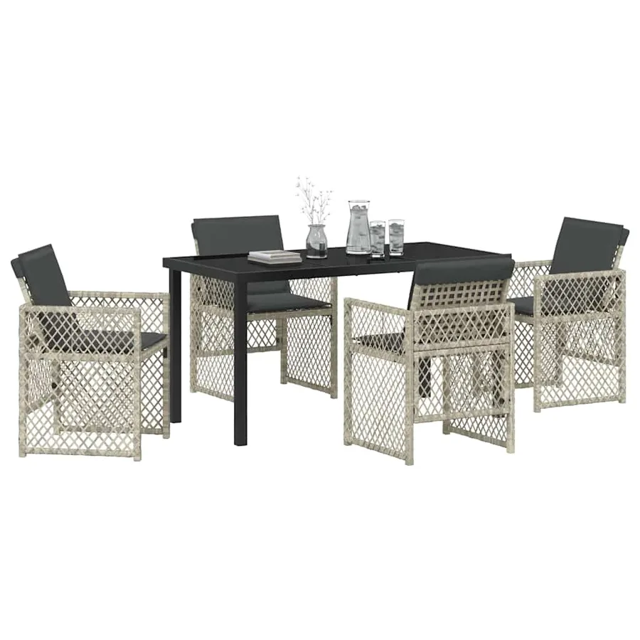 Ensemble de salle à manger pour jardin 5 pcs Gris clair - 3