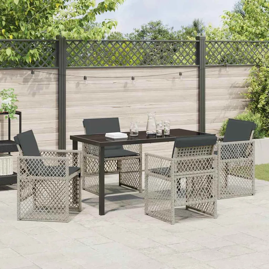 Ensemble de salle à manger pour jardin 5 pcs Gris clair - 4