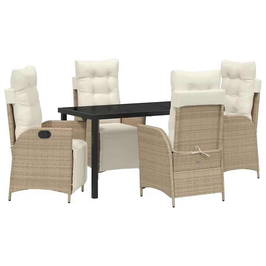 Ensemble de salle à manger pour jardin 5 pcs Beige polyrotin - 2