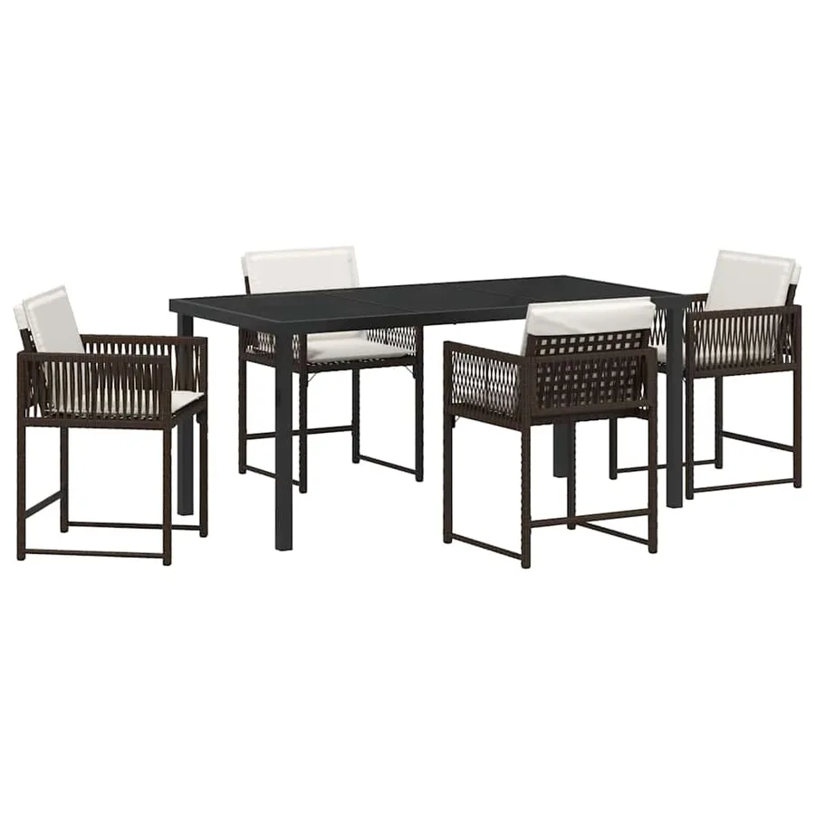 Ensemble de salle à manger pour jardin 5 pcs Marron polyrotin - 2