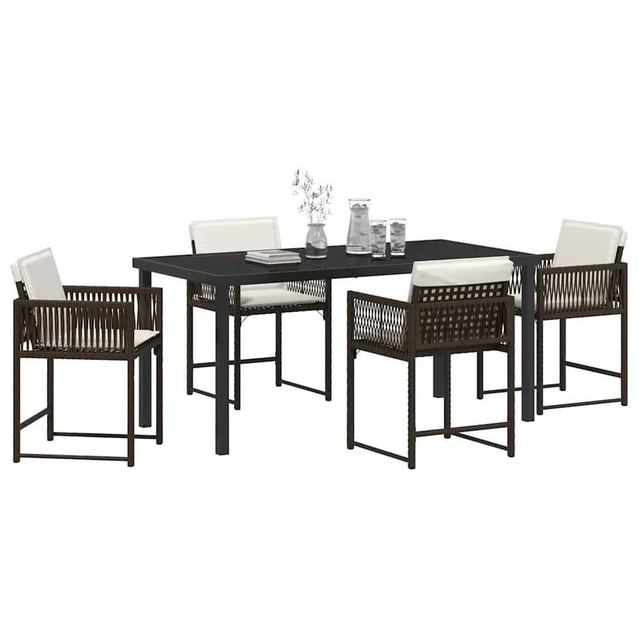 Ensemble de salle à manger pour jardin 5 pcs Marron polyrotin - 3
